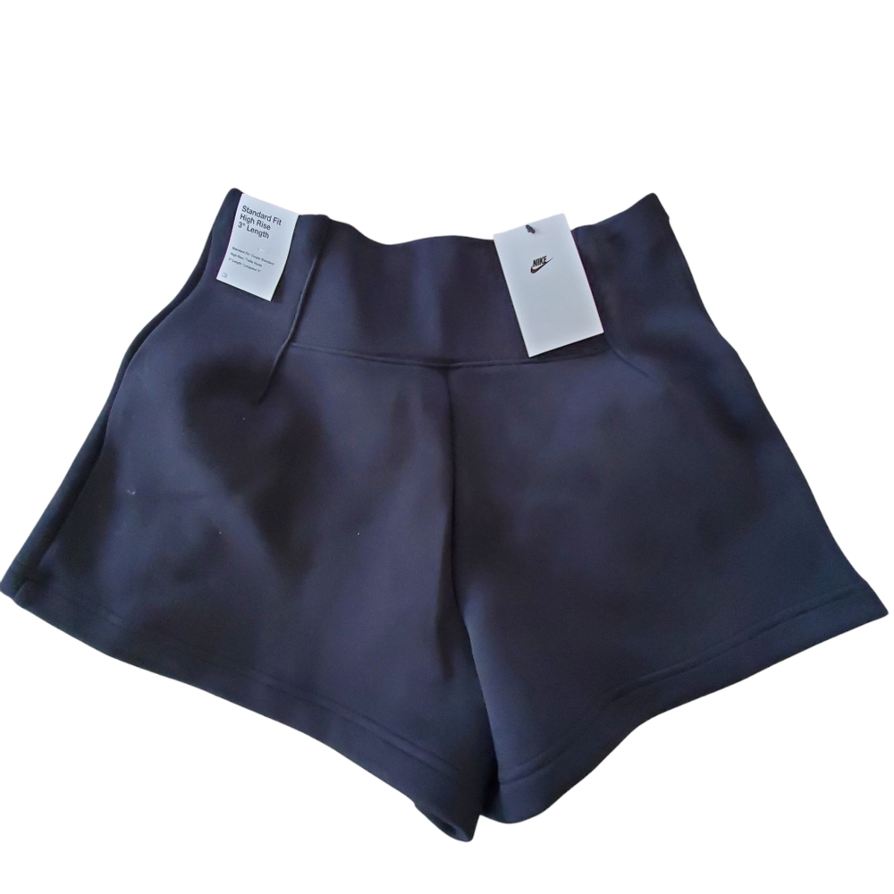 Nike Tech Sportswear Fleece High Rise 3" Black Pleated  Shorts Sporty Feminine - Picture 7 of 10